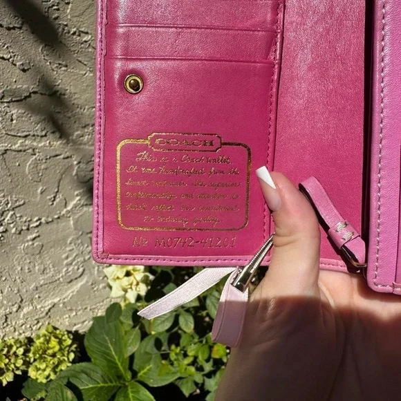 Pink & Brown Coach Monogramed Wallet